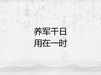 养军千日用在一时