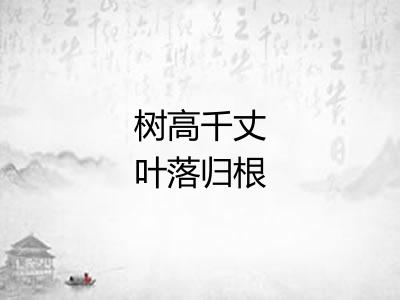 树高千丈叶落归根 树高千丈叶落归根