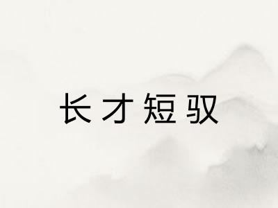 长才短驭 长才短驭