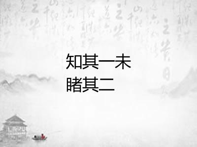知其一未睹其二