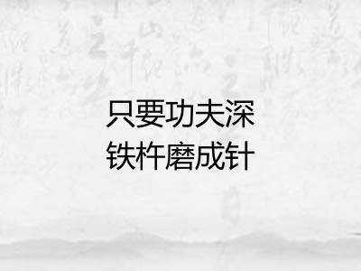 只要功夫深铁杵磨成针
