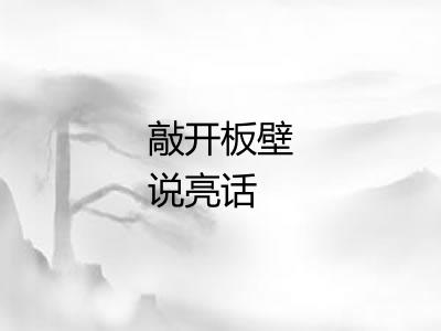 敲开板壁说亮话