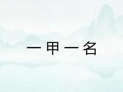 一甲一名