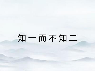知一而不知二