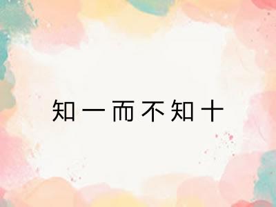 知一而不知十