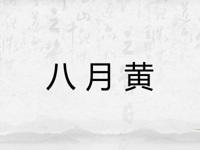 八月黄 八月黄