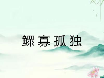 鳏寡孤独 鳏寡孤独