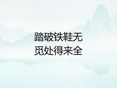 踏破铁鞋无觅处得来全不费功夫