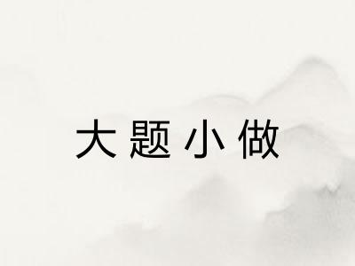 大题小做 大题小做