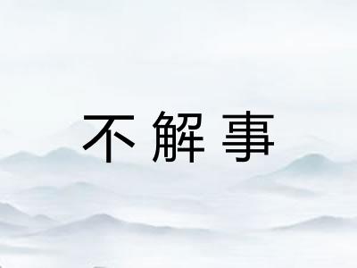 不解事