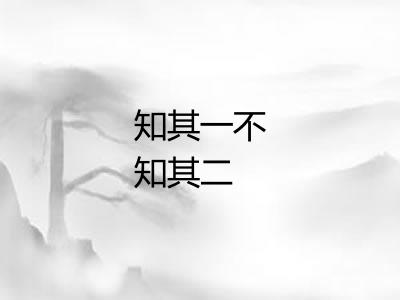 知其一不知其二 知其一不知其二