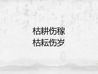 枯耕伤稼枯耘伤岁