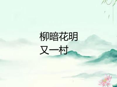 柳暗花明又一村