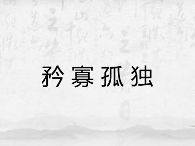 矜寡孤独 矜寡孤独