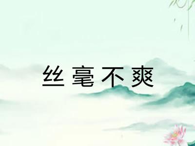 丝毫不爽 丝毫不爽